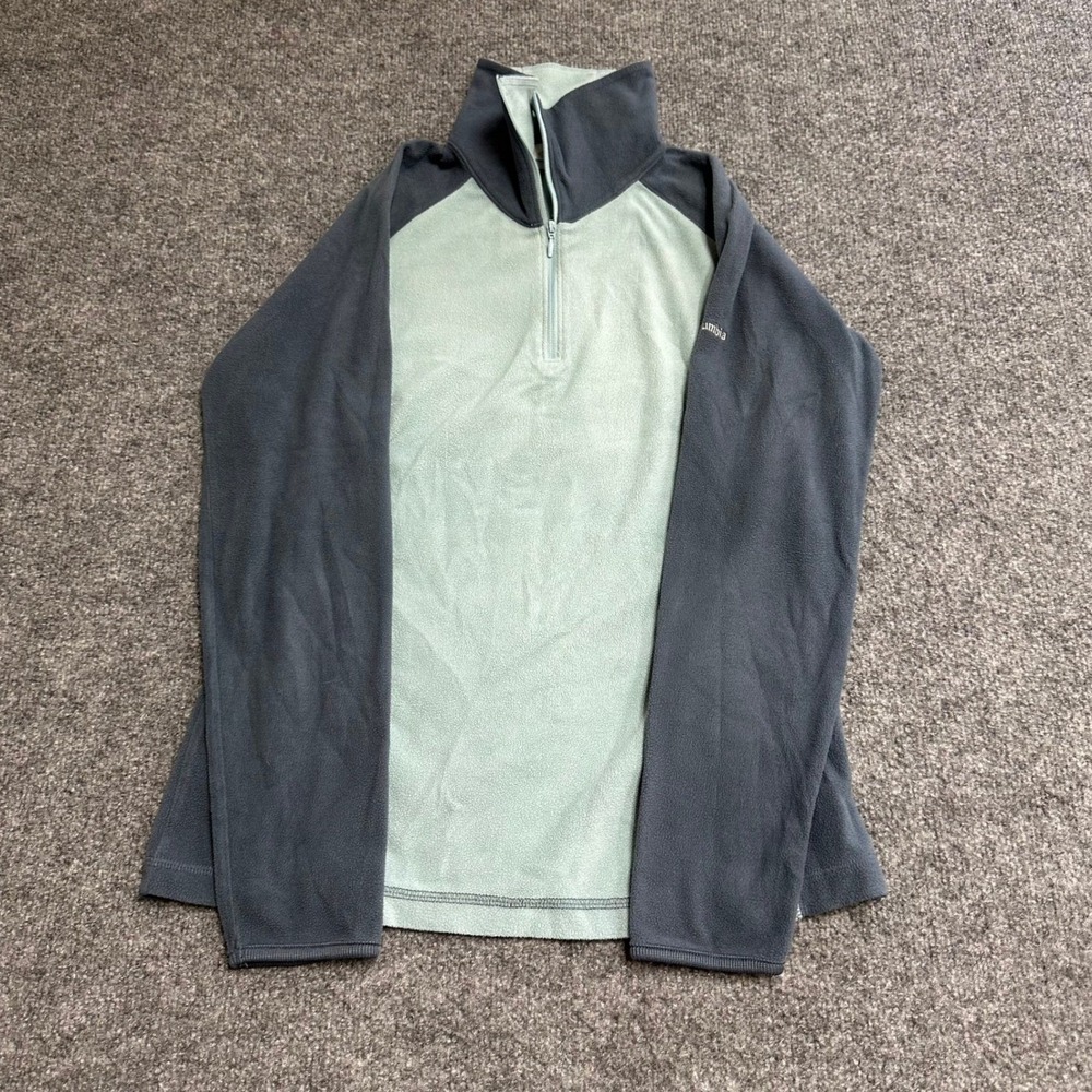 Columbia Fleece Pullover Womens Size M Blue Grey Colorblock Quarter Zip Active